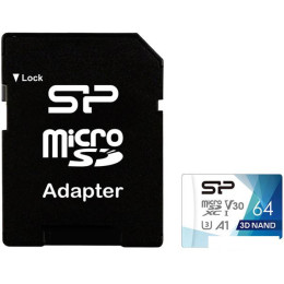 Карта памяти Silicon-Power Superior Pro microSDXC SP064GBSTXDU3V20AB 64GB (с адаптером)