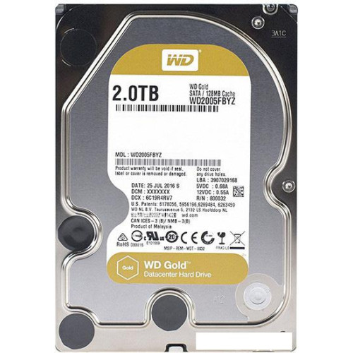 Жесткий диск WD Gold 2TB [WD2005FBYZ]