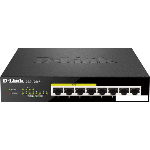 Коммутатор D-Link DGS-1008P/E1A