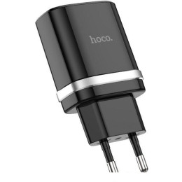 Сетевое зарядное Hoco C12Q Smart (черный)