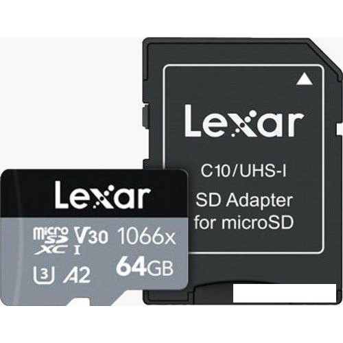 Карта памяти Lexar microSDXC LMS1066064G-BNANG 64GB (с адаптером)