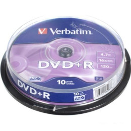 DVD-R диск Verbatim 4.7Gb 16x Verbatim DLP Matt Silver по 10 шт. CakeBox 043498