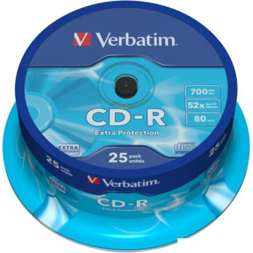 CD-R диск Verbatim 700Mb Verbatim DL Extra Protection 52x CakeBox 25 шт. 043432