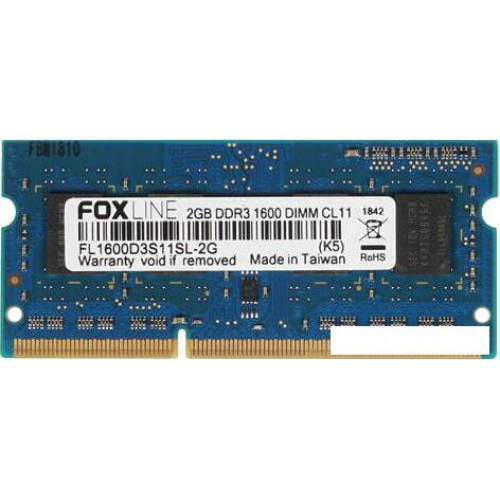 Оперативная память Foxline 8GB DDR3 SODIMM PC3-12800 FL1600D3S11L-8G