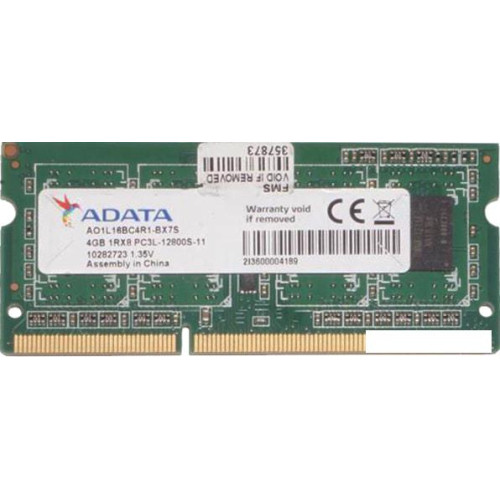 Оперативная память A-Data 4GB DDR3 SODIMM PC3-12800 AO1L16BC4R1-BX7S