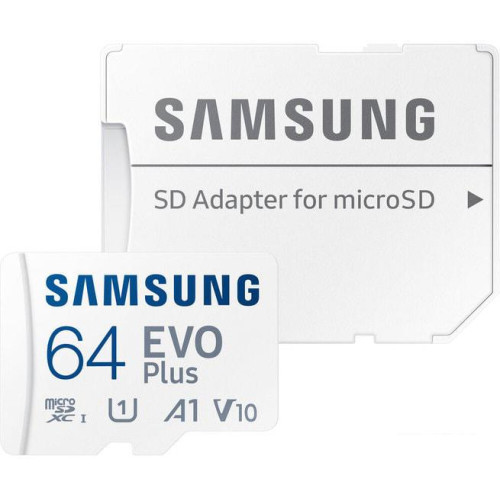 Карта памяти Samsung EVO Plus 2021 microSDXC 64GB (с адаптером)