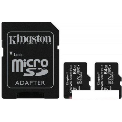 Карта памяти Kingston Canvas Select Plus microSDXC 2x64GB (с адаптером)