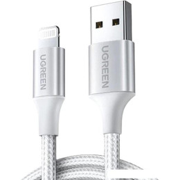 Кабель Ugreen US199 60161 USB Type-A - Lightning (1 м, белый/серебристый)