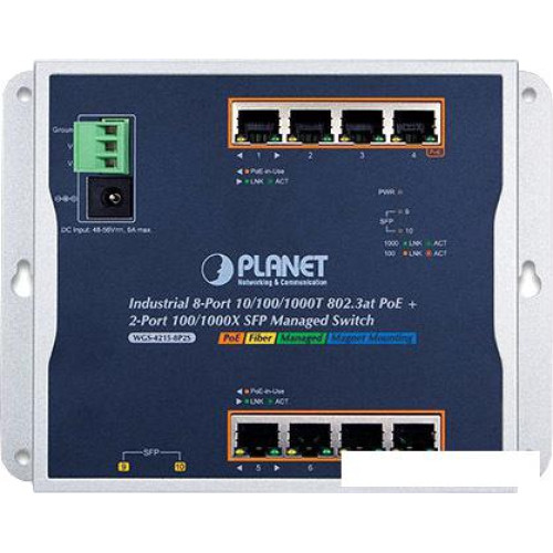 Управляемый коммутатор 2-го уровня PLANET WGS-4215-8P2S