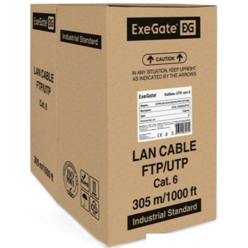 Кабель ExeGate UTP4-C6-CCA-S23-IN-PVC-GY-305 UTP