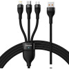 Кабель Baseus CASS030001 USB-A - USB-C, microUSB, Lightning (1.2 м, черный)