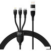 Кабель Baseus CASS030101 USB-C/A - USB-C, microUSB, Lightning (1.2 м, черный)