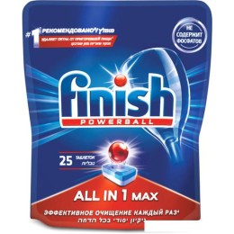Таблетки для посудомоечной машины Finish All in 1 Max бесфосфатные (25 шт)