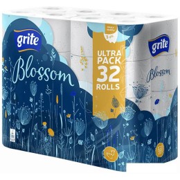 Туалетная бумага Grite Blossom трехслойная белая (32 рулона)