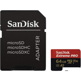 Карта памяти SanDisk Extreme PRO microSDXC SDSQXCU-064G-GN6MA 64GB (с адаптером)