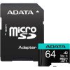 Карта памяти A-Data Premier Pro AUSDX64GUI3V30SA2-RA1 microSDXC 64GB (с адаптером)