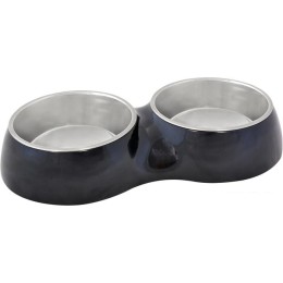 Двойная миска Duvo Plus Feeding Bowl Double + Socket Glossy Duo (черный)