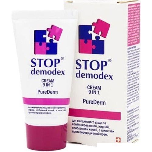 Stop Demodex Крем для лица  При демодекозах и акне 9 в1 PureDerm 50 мл