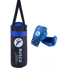 Набор для бокса детский Rusco Sport 4oz (черный/синий)