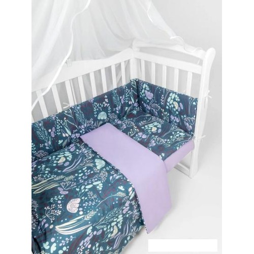 Бампер в кроватку Amarobaby Flower Dreams AMARO-3104-FD (4 подушки, фиолетовый)