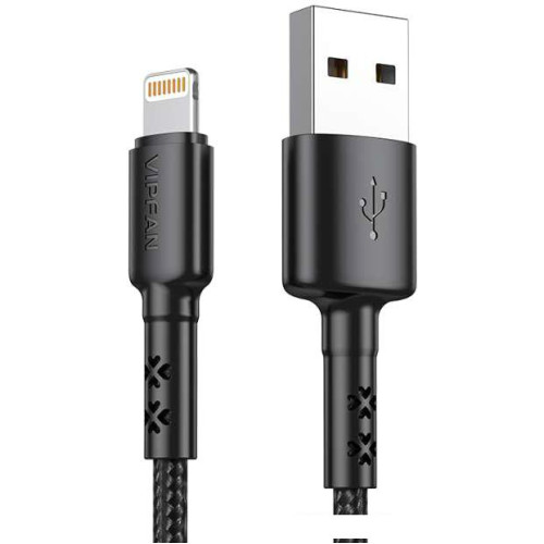 Кабель Vipfan X02 USB Type-A - Lightning (1.8 м, черный)
