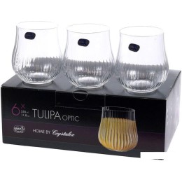 Набор стаканов для воды и напитков Bohemia Crystal Tulipa Optic 25300/36/350