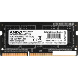 Оперативная память AMD Radeon R5 Entertainment Series 4ГБ DDR3 1600 МГц R534G1601S1SL-U