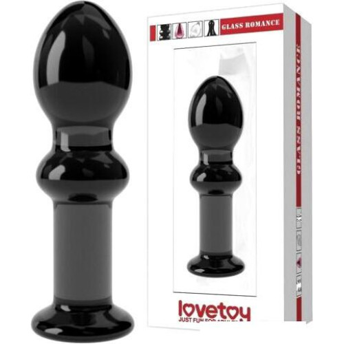 Анальная пробка Lovetoy Glass Romance черная GS14Black