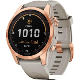 Умные часы Garmin Fenix 7S Solar 42 мм (розовое золото/песочный)