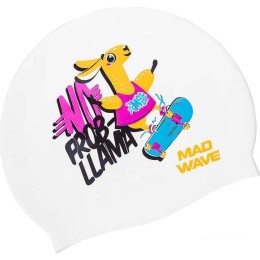 Шапочка для плавания Mad Wave Llama (белый)
