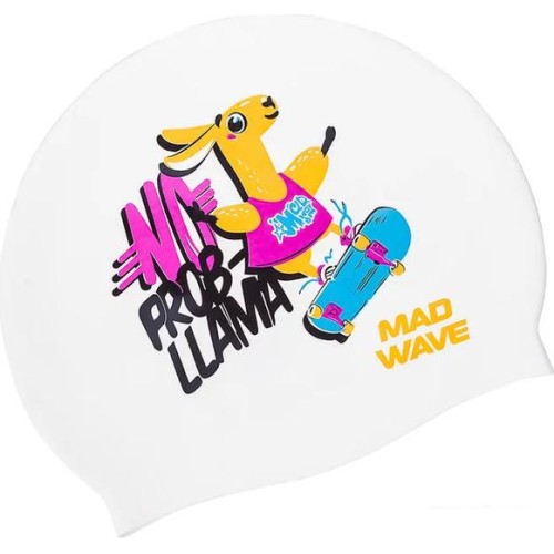 Шапочка для плавания Mad Wave Llama (белый)