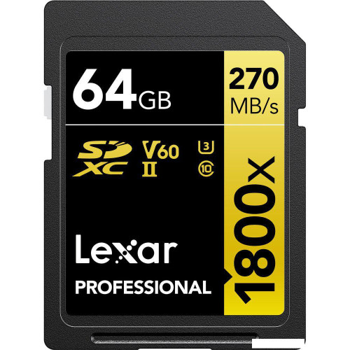 Карта памяти Lexar Professional 1800x SDXC LSD1800064G-BNNNG 64GB