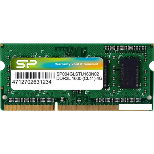 Оперативная память Silicon-Power 4GB DDR3 SO-DIMM PC3-12800 SP004GLSTU160N02