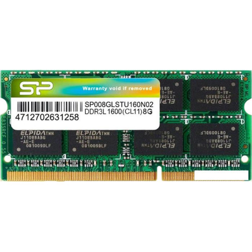 Оперативная память Silicon-Power 8GB DDR3 SO-DIMM PC3-12800 SP008GLSTU160N02