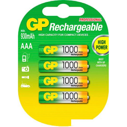 Аккумуляторы GP AAA 1000mAh 4 шт. (100AAAHC)