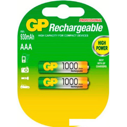 Аккумуляторы GP AAA 1000mAh 2 шт. [100AAAHC]