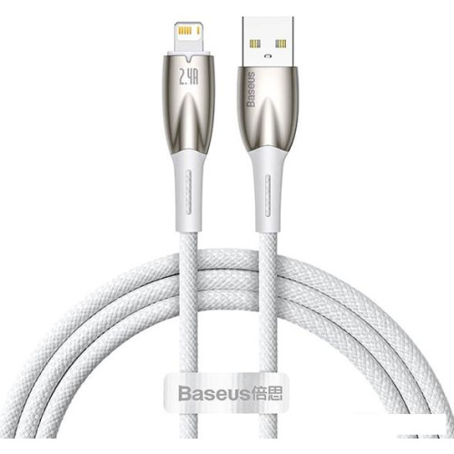 Кабель Baseus Glimmer Series Fast Charging Data Cable USB Type-A - Lightning 2.4A CADH000202 (1 м, белый)