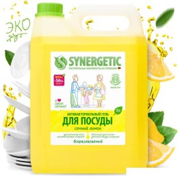 Средство для мытья посуды Synergetic антибактериальное, с ароматом лимона 5 л