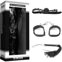 БДСМ набор Lovetoy Deluxe Bondage Kit (кляп, наручники, плеть) SM1005 Black