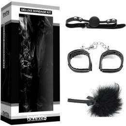БДСМ набор Lovetoy Deluxe Bondage Kit (кляп,наручники, тиклер) SM1006Black