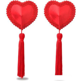 Украшение на грудь Lovetoy Reusable Red Heart Tassels Nipple Pasties LV763011