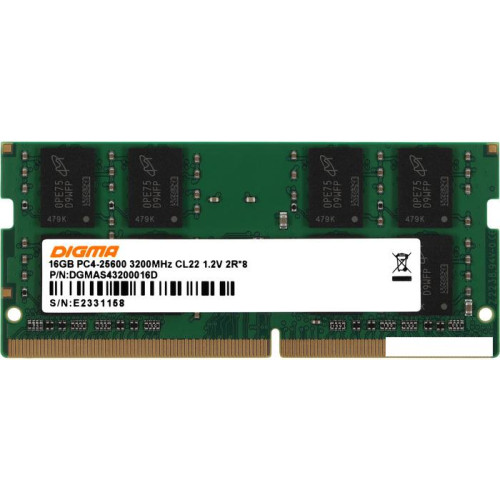 Оперативная память Digma 16ГБ DDR4 SODIMM 3200 МГц DGMAS43200016D