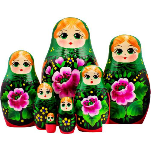 Развивающая игра Брестская Фабрика Сувениров В зеленом платке и сарафане с розами (набор 7 шт)