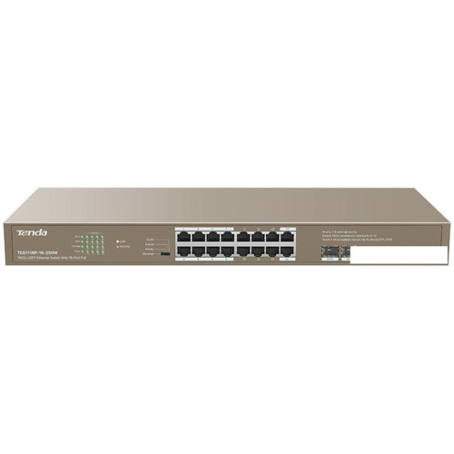 Неуправляемый коммутатор Tenda TEG1118P-16-250W