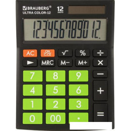 Бухгалтерский калькулятор BRAUBERG Ultra Color-12-BKLG 250498 (черный/салатовый)