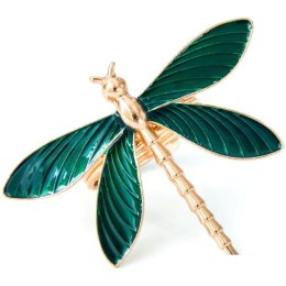 Кольцо для салфеток Arya Dragonfly 8680943222725 (4 шт, золотой/зеленый)