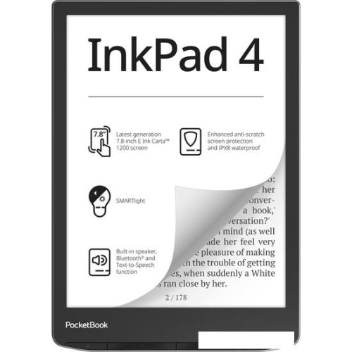 Электронная книга PocketBook 743G InkPad 4 (черный/серебристый)