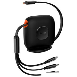 Кабель Baseus Traction Series Retractable 3 в 1 CAQY000001 (1.7 м, черный)