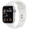 Умные часы Apple Watch SE 2 44 мм (алюминиевый корпус, серебристый/белый, спортивный силиконовый ремешок)