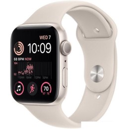 Умные часы Apple Watch SE 2 44 мм (алюминиевый корпус, звездный свет/звездный свет, спортивный силиконовый ремешок M/L)